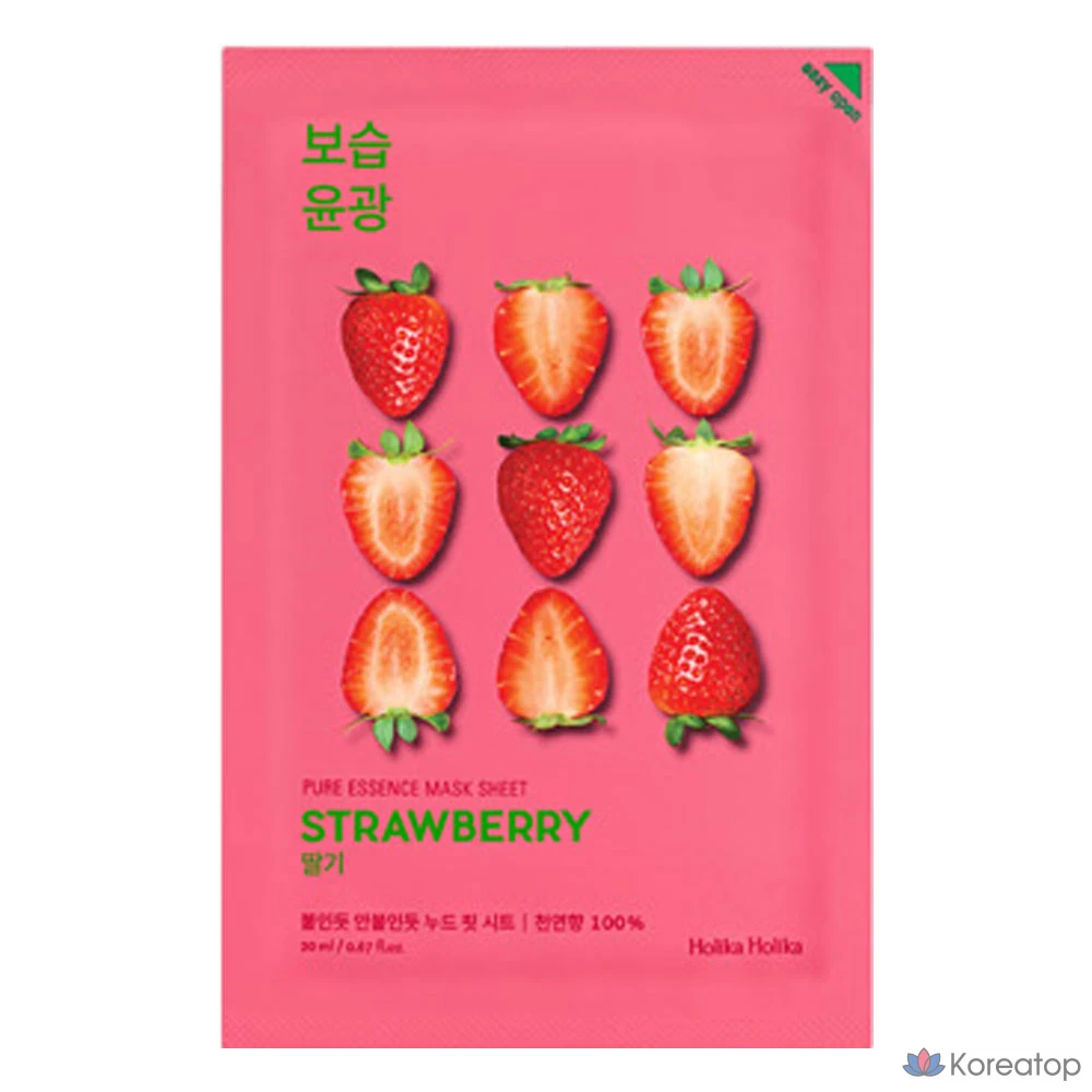 Маска-салфетка Holika Holika Pure Essence со вкусом клубники, 100 листов, 1 упаковка.
