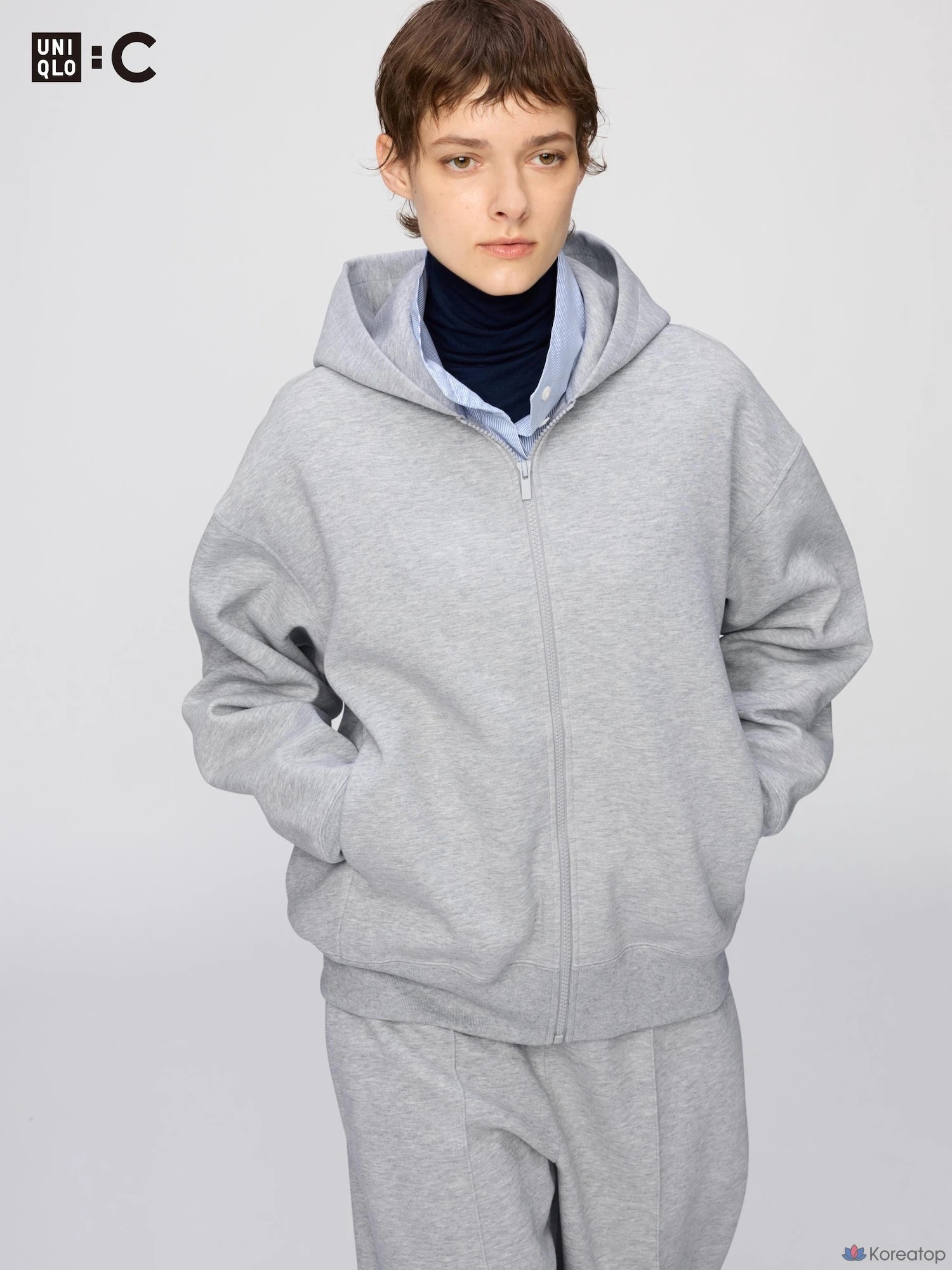Парка на молнии Uniqlo Sweat Oversized Full-Zip Parka