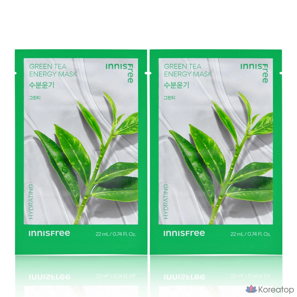 Энергетическая маска Innisfree с зеленым чаем, 1 упаковка, 2 упаковки