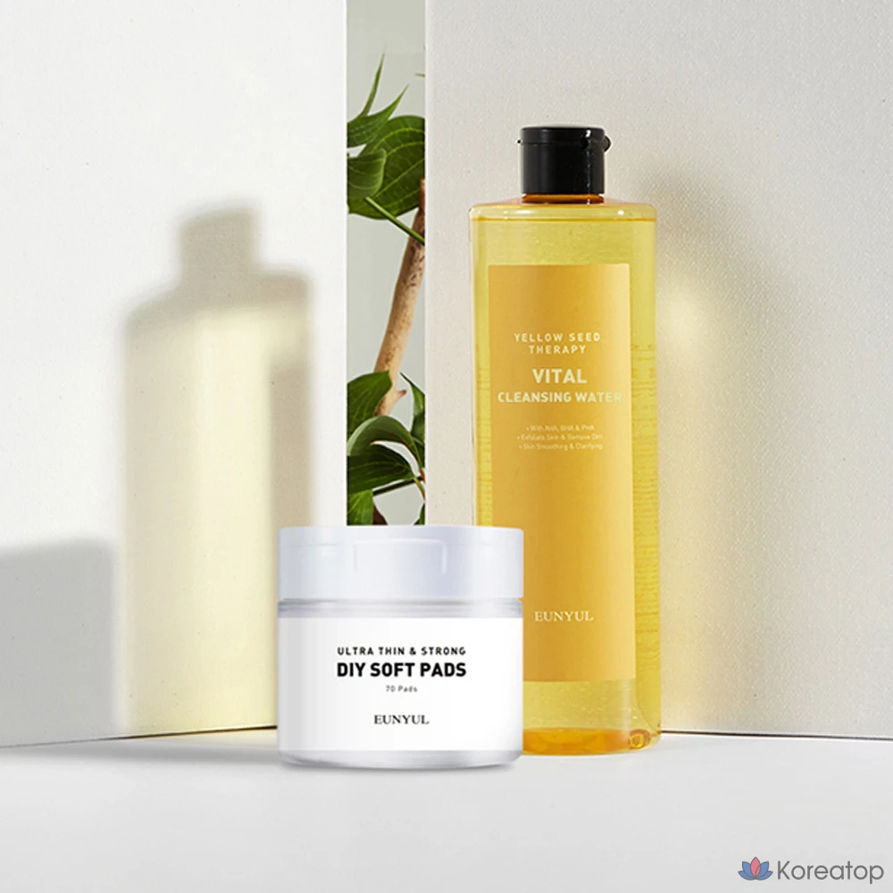 Очищающая вода Eunyul Yellow Seed Therapy Vital 500 мл + подушечки 70 пенсов, набор из 2 комплектов., фото 3