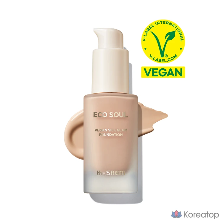 Тональный крем The Saem Vegan Soul Vegan Silk Glam Foundation, 30 мл, 1 шт., № 21 Светло-бежевый.