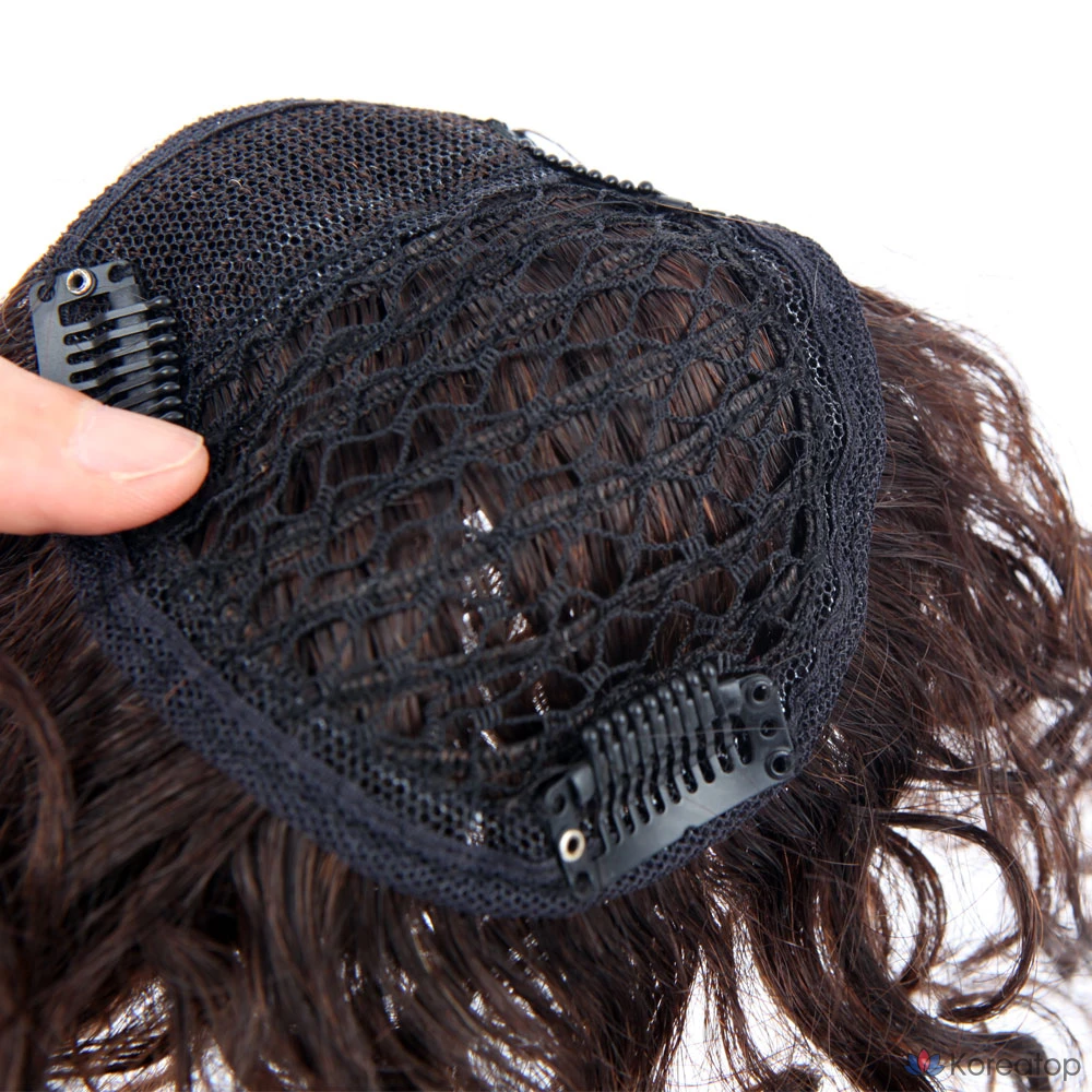 Парик с частичной волнистой текстурой и сетчатыми вставками, натуральный черный, 1 шт.