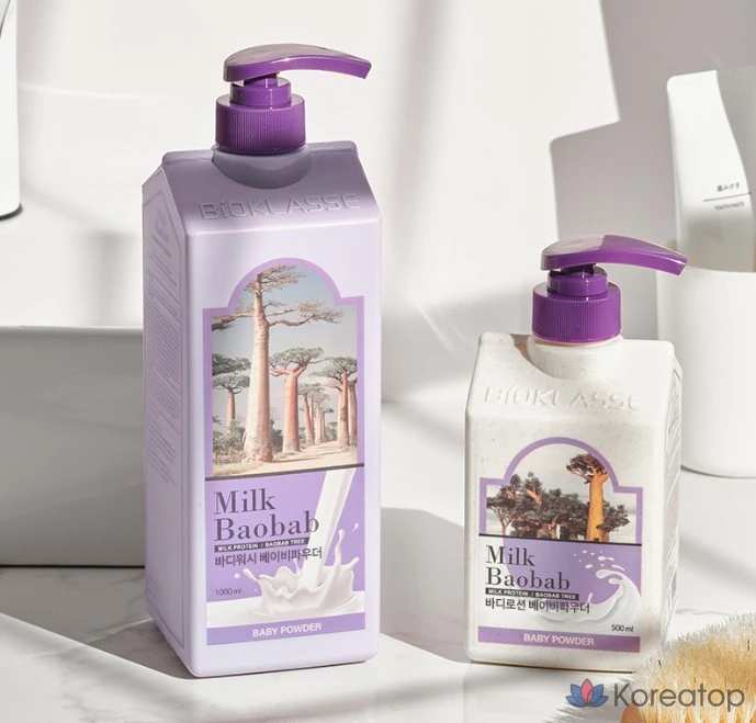 Гель для душа Milk Baobab с ароматом детской присыпки, 1 л, 1 шт., фото 3