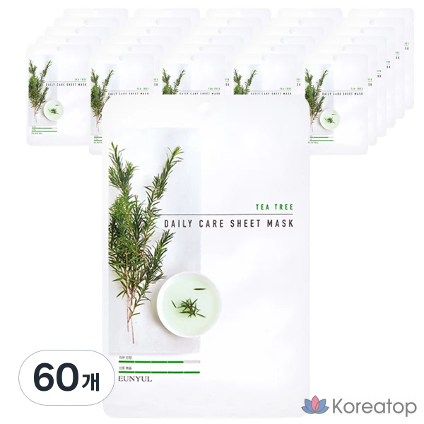 Тканевая маска для лица Eunyul с маслом чайного дерева, 1 упаковка, 60 штук.