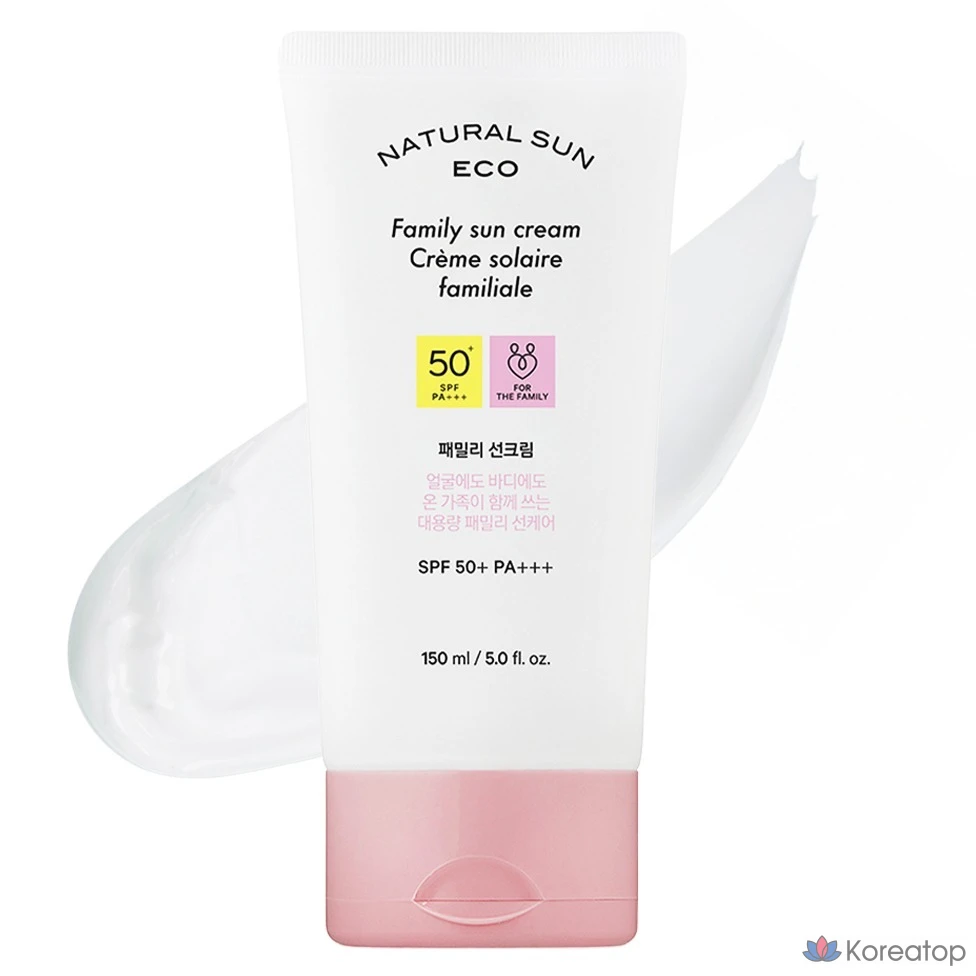 Натуральный солнцезащитный крем The Face Shop Natural Sun Eco Family SPF50+ PA+++, 150 мл, 1 шт.