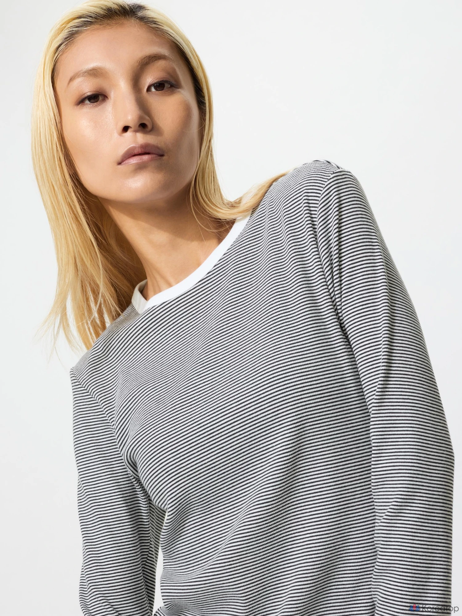 Футболка с длинным рукавом Uniqlo Soft Rib T, в полоску