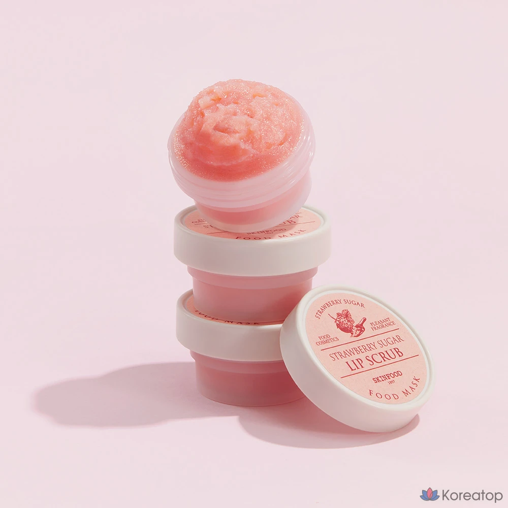Скраб для губ Skinfood Strawberry Sugar Food Mask, 21 г, 6 штук, аромат клубники., фото 4