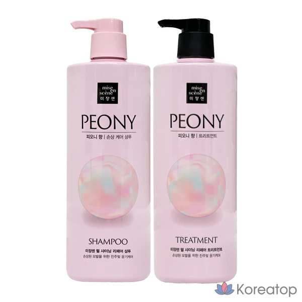 Шампунь Mise en Scene Pearl Shining Peony 1000 мл + средство для ухода 1000 мл, 1 шт.