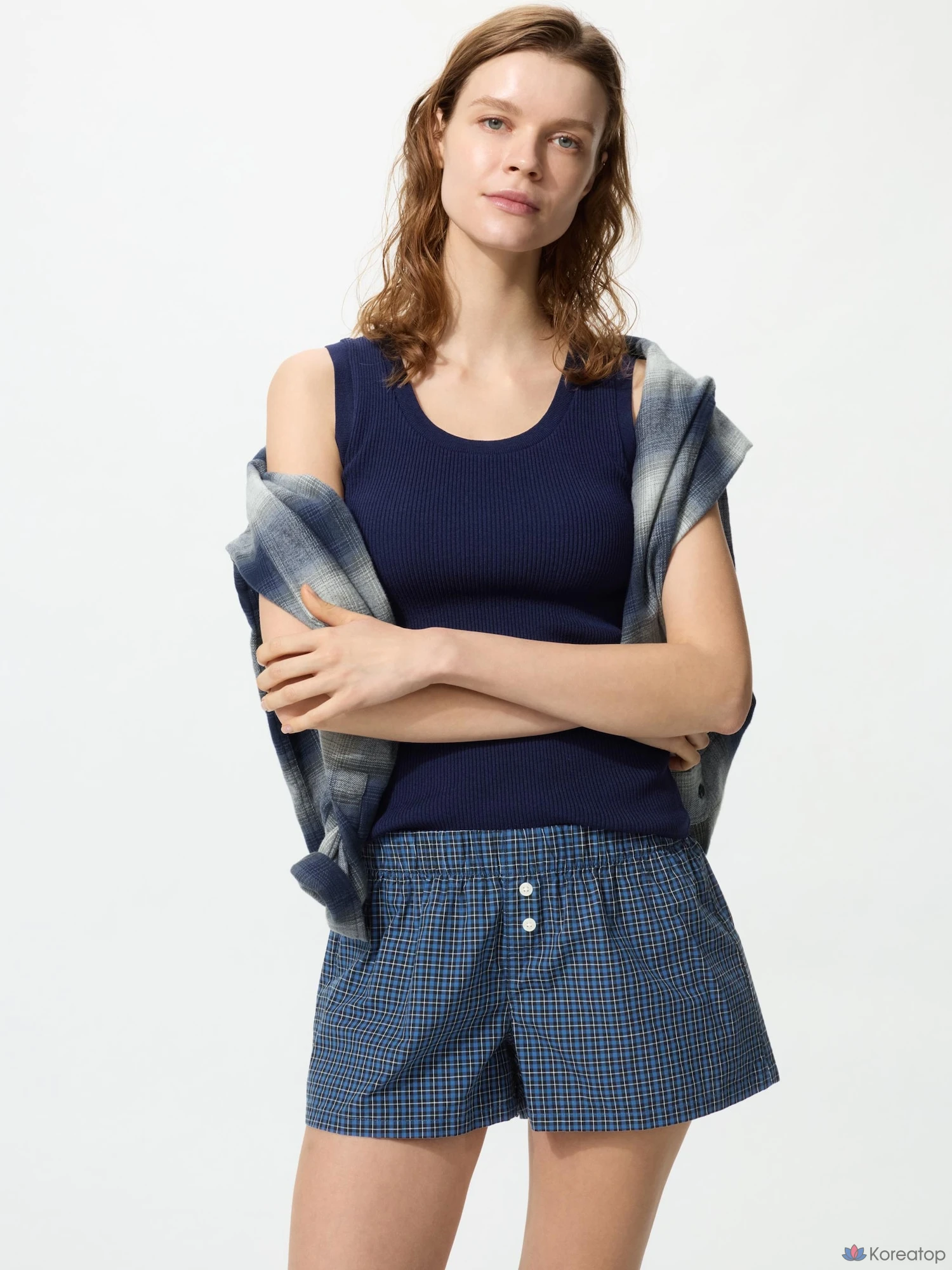 Шорты Uniqlo Cotton Boxer Easy Short Pants, в клетку