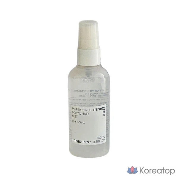 Парфюмированный спрей для тела и волос Innisfree My Perfumed Body & Hair Mist, 100 мл, розовый коралловый цвет.