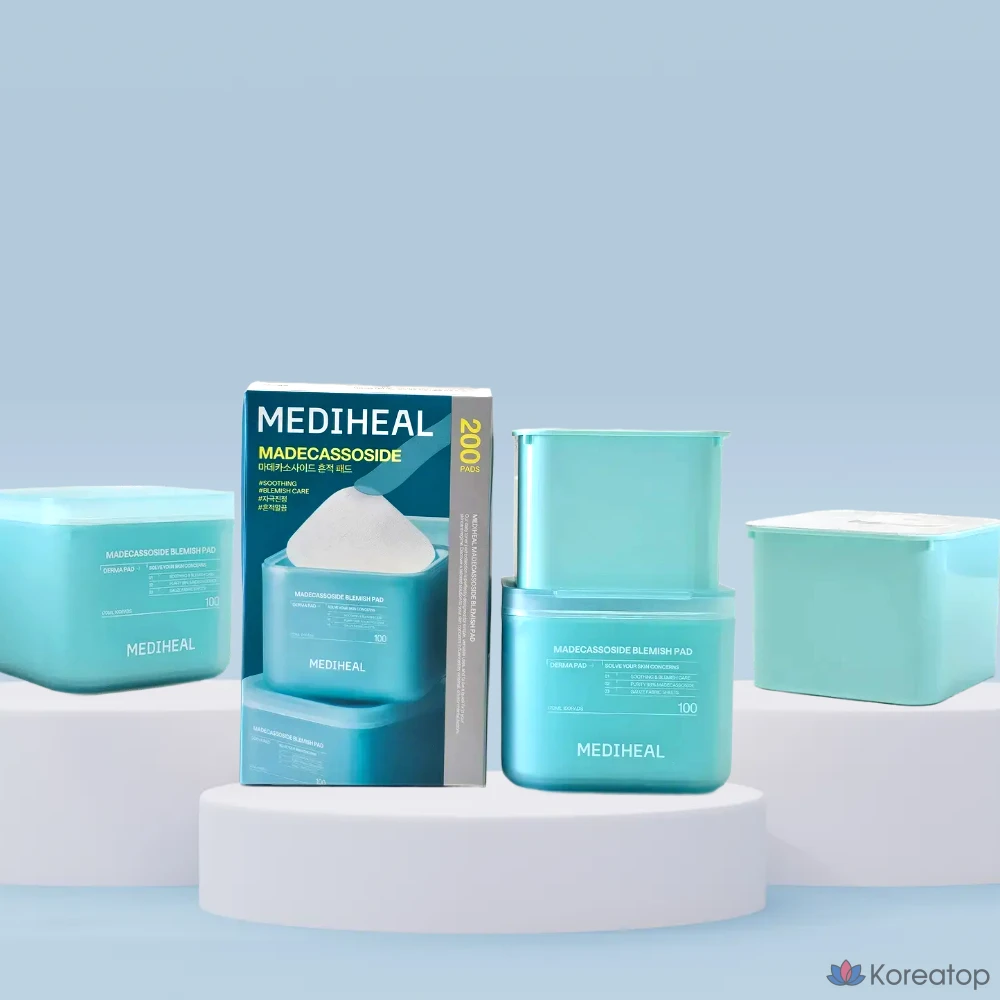 Тоник-подушечки Mediheal Madecassoside Trace 2-го поколения (100 листов) + сменный блок (100 листов) / Сыворотка Madeca (2 мл) + набор Madeca (1 коробка, 200 листов)