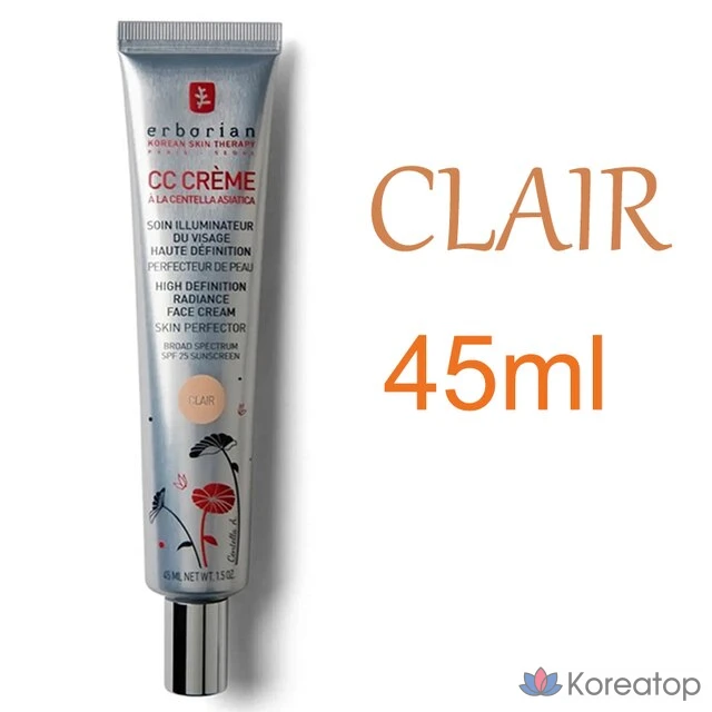 Французский CC-крем Erborian с защитой от УФ-излучения, увлажняющий консилер, натуральный макияж, осветление кожи, восстановление цвета лица, цвет Claire, 45 мл, 1 флакон, 45 мл