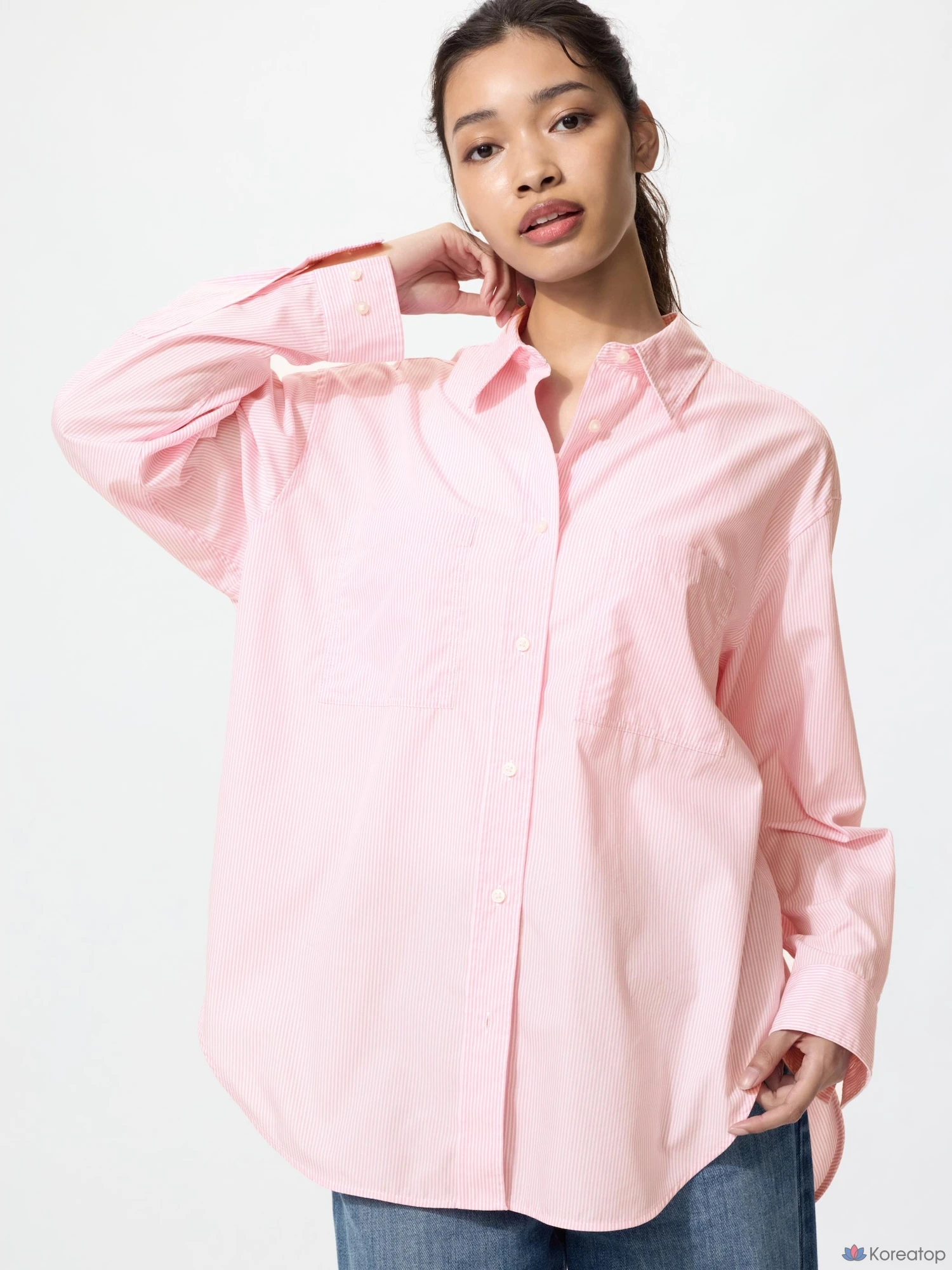 Рубашка Uniqlo Cotton Oversized Shirt (Stripe) B