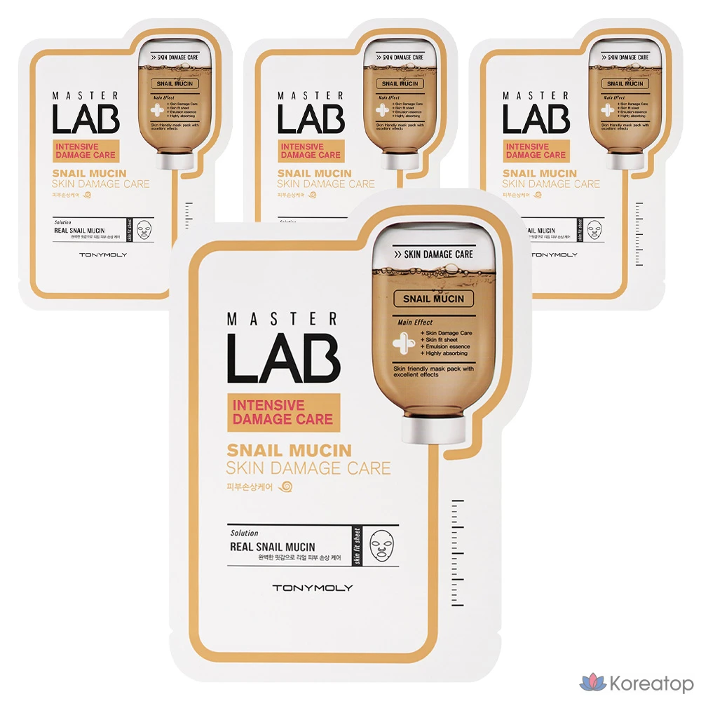 Маска-салфетка из муцина улитки Tony Moly Master Lab, 1 упаковка, 4 упаковки