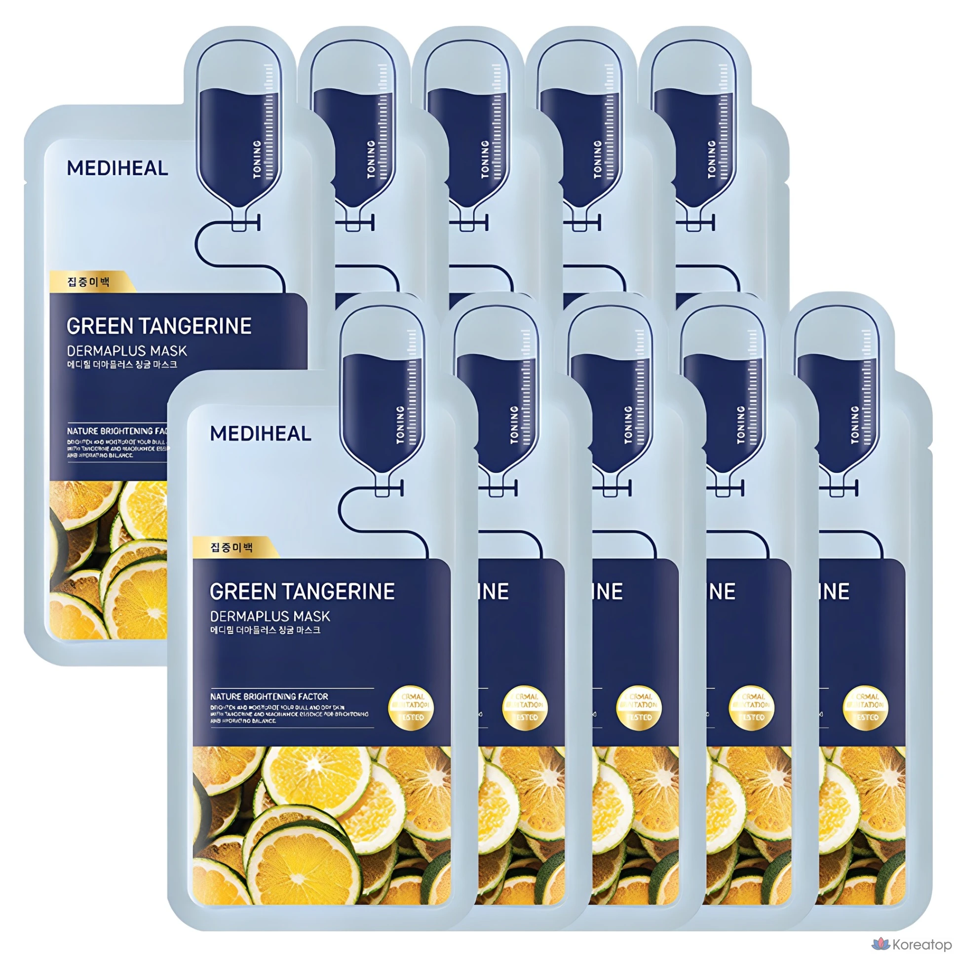 Маска для лица Mediheal Derma Plus Green Tangerine, 1 упаковка, 10 штук