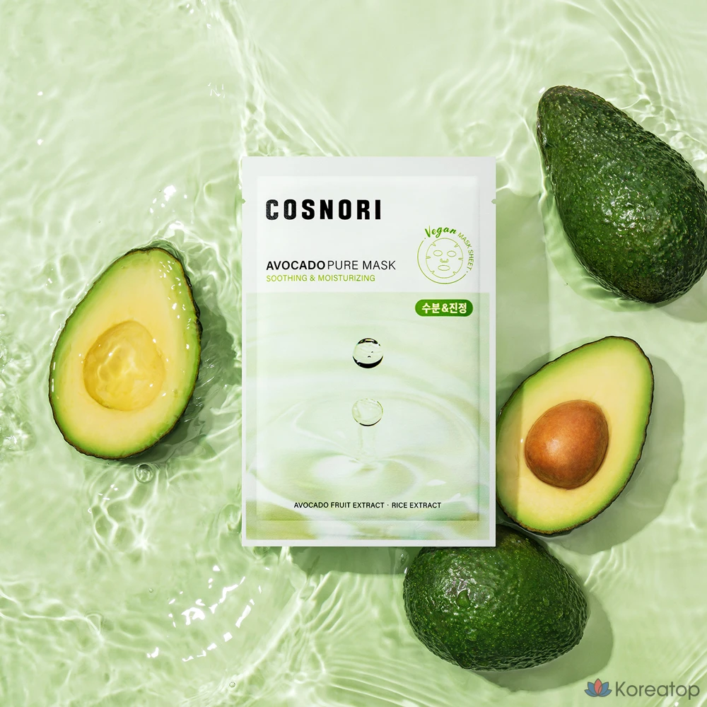 Тканевая маска для лица Cosnori Avocado Pure Mask, 24 мл, 50 шт., фото 3
