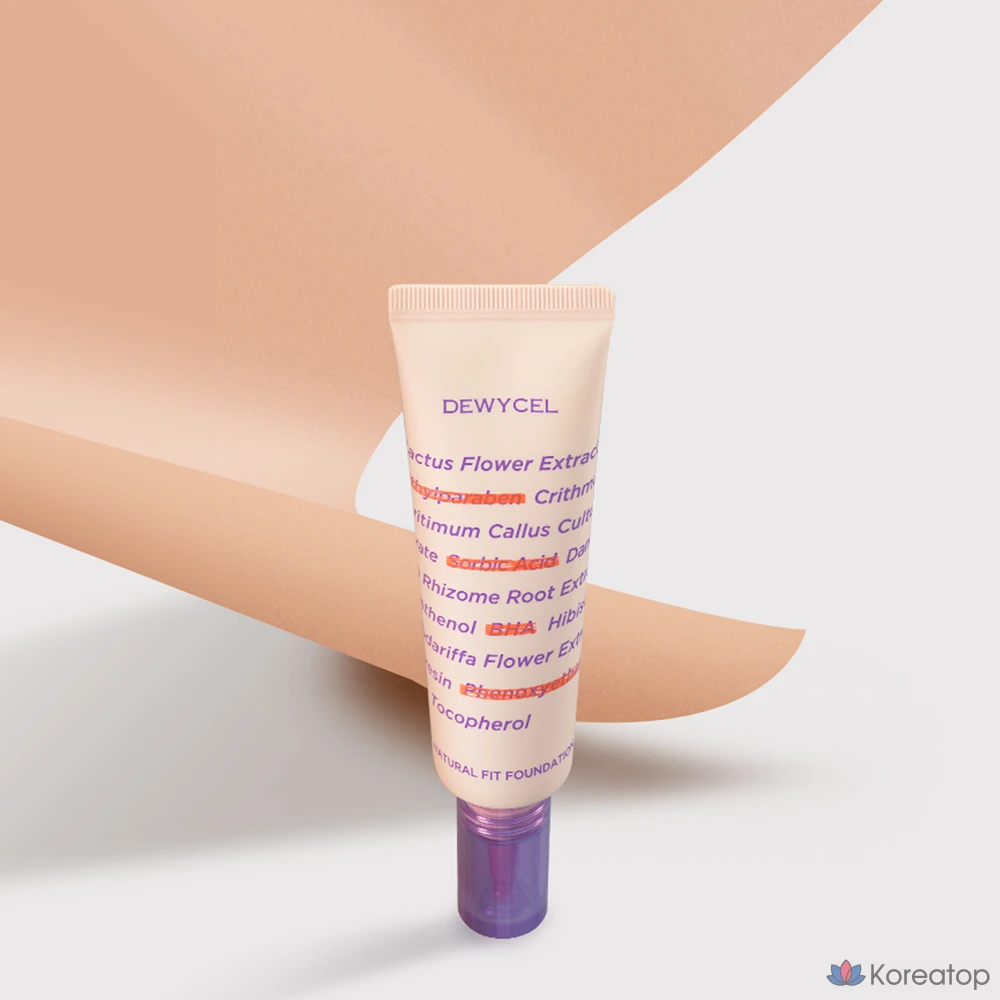 Тональный крем DEWYCEL Natural Fit Foundation, 30 мл, SPF 38 PA++, № 01 Натуральный бежевый, 1 шт., фото 9