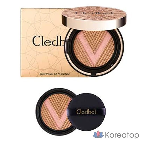 Clédbel Glow Power Lift V Cushion 13 г, набор сменных блоков, № 23 Натуральное золото Бежевый, Розовое золото, 1 шт.