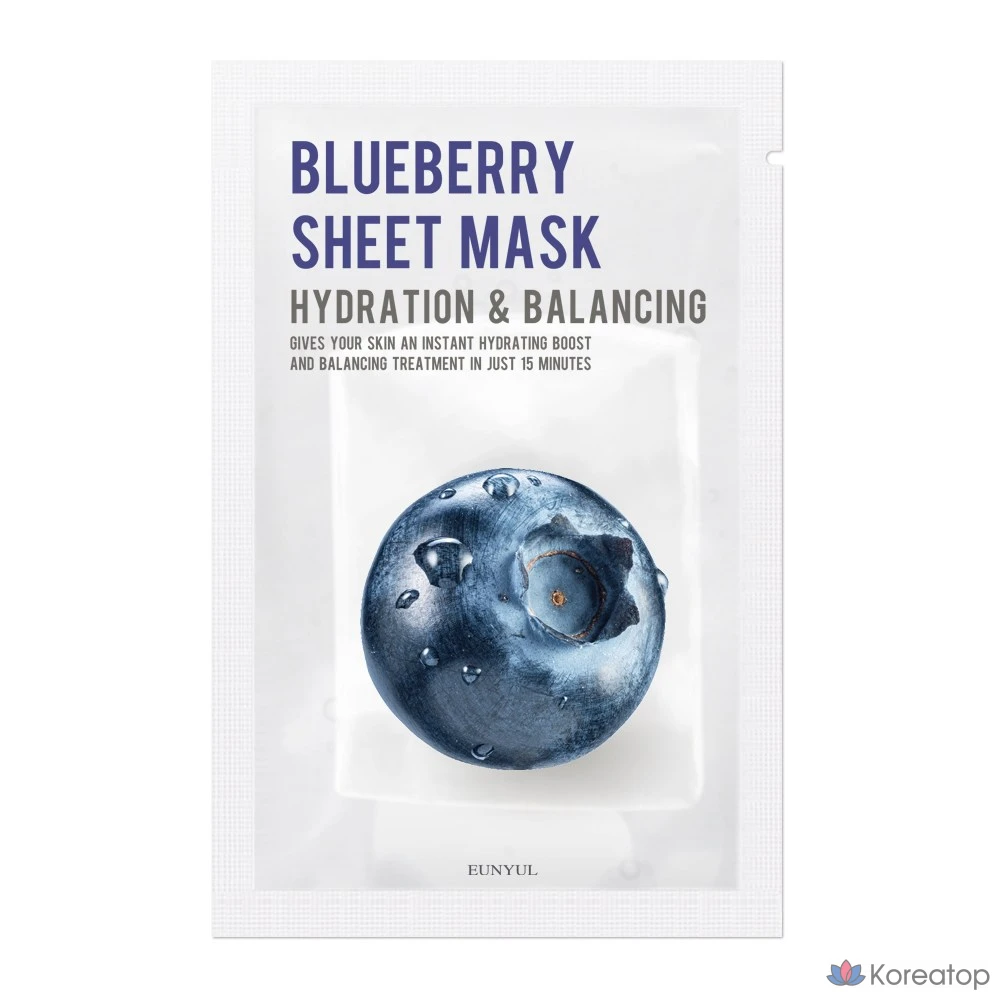 Набор масок для лица Eunyul Purity Blueberry Mask Pack, 1 упаковка, 10 штук.