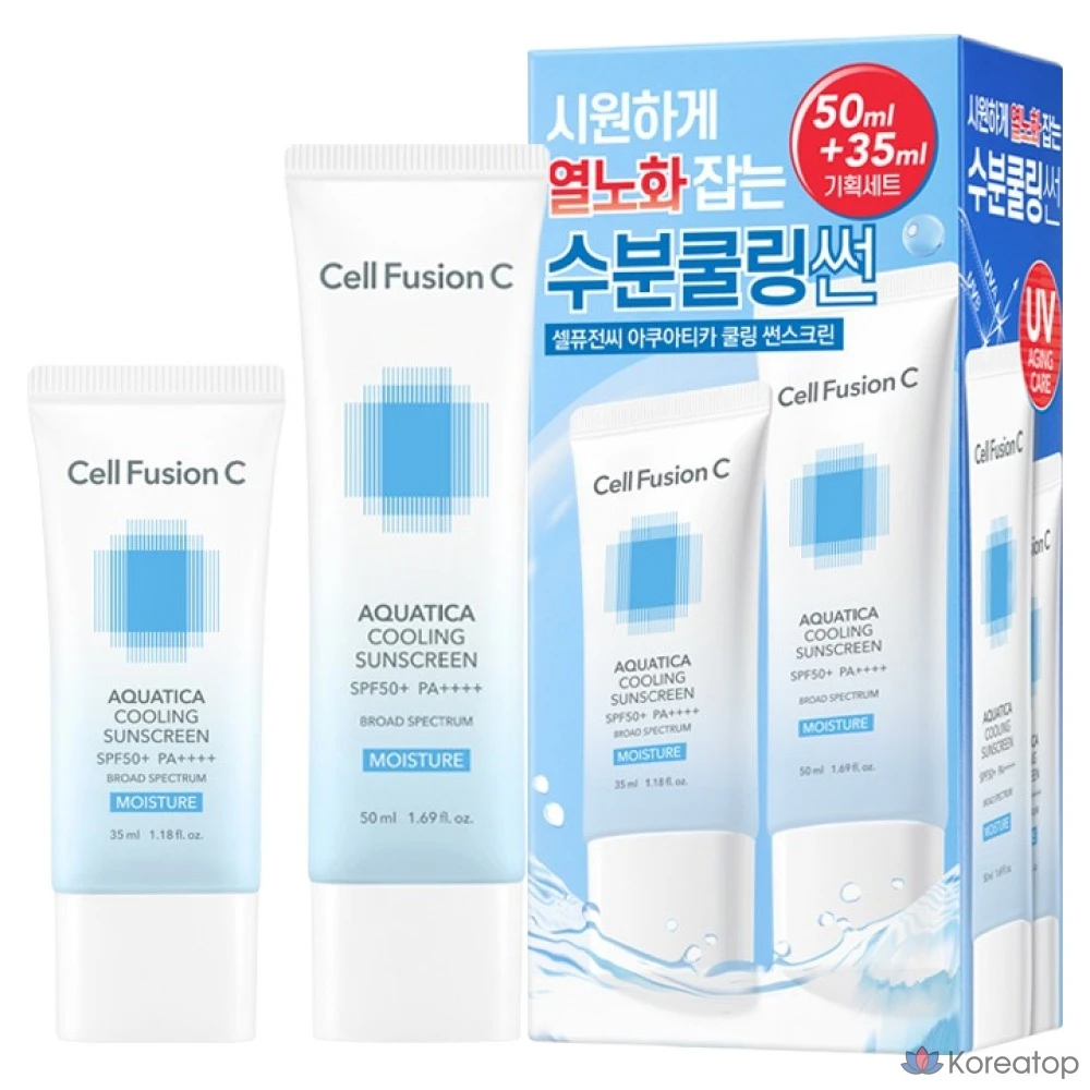 Набор охлаждающих солнцезащитных средств Cellfusion C Aquatica, 50 мл + 35 мл, SPF50+ PA++++, 1 шт.