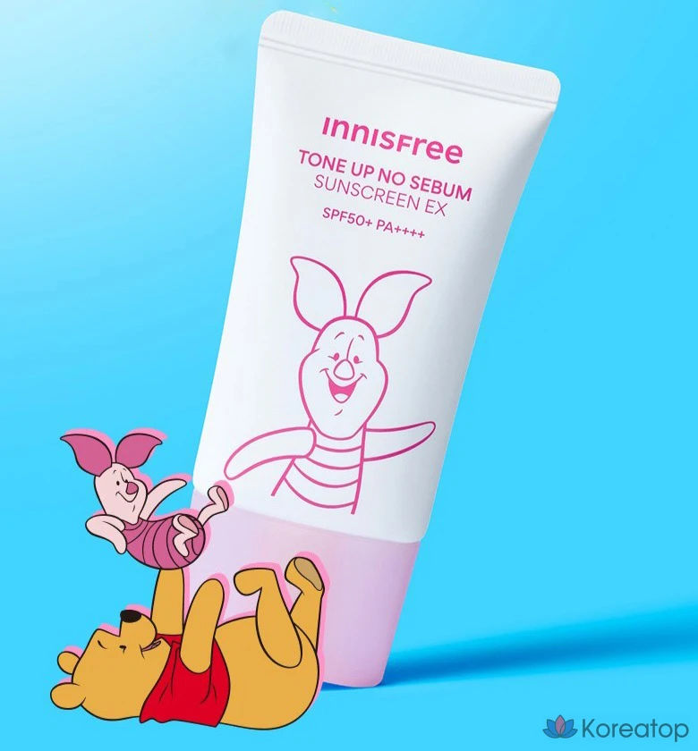 Солнцезащитный крем Innisfree Tone Up No-Sebum Sunscreen EX Winnie the Pooh Edition SPF50+ PA++++, 60 мл, 1 шт.