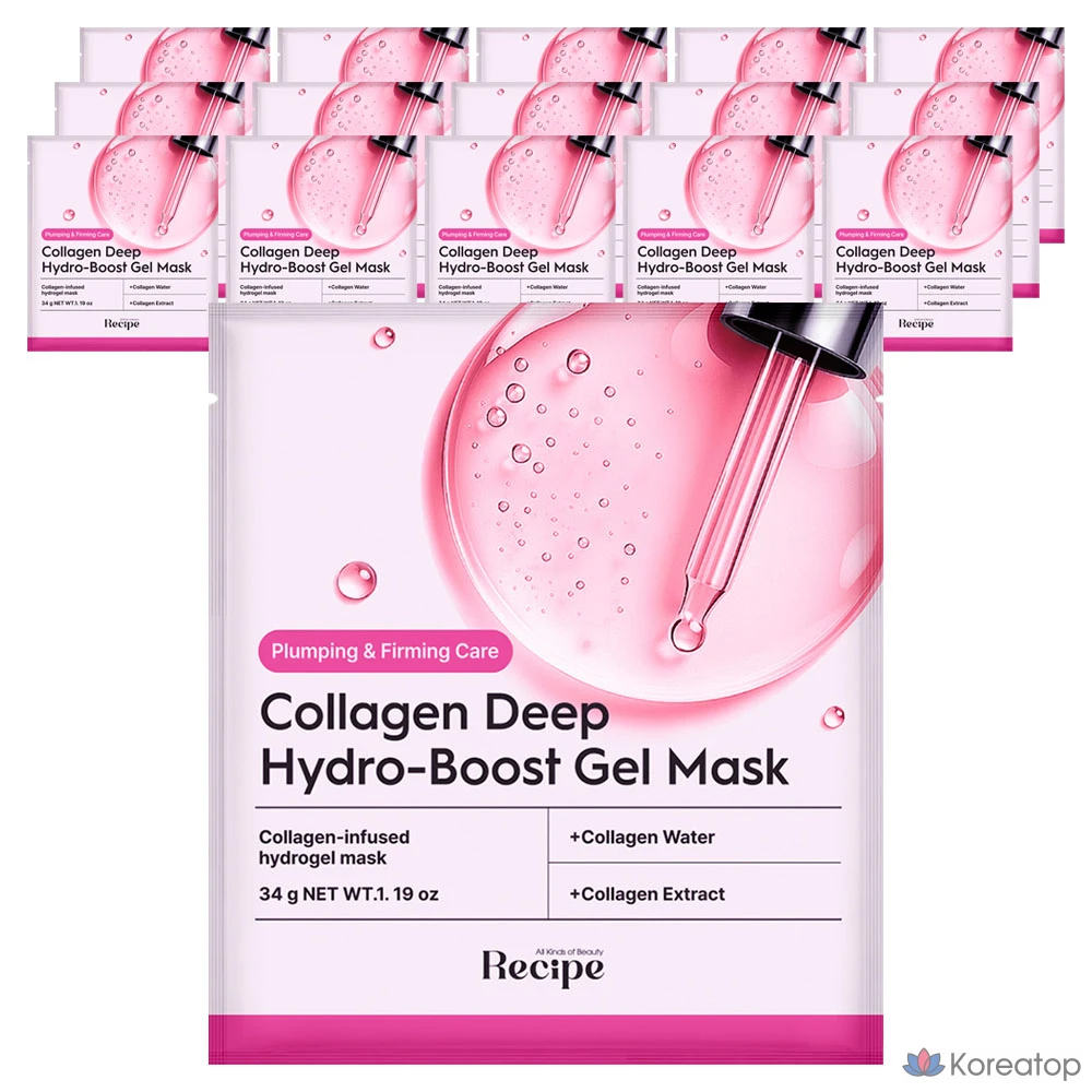 Тканевая маска для лица Re:cipe Collagen Deep Hydro Boost Gel Mask, 16 шт.