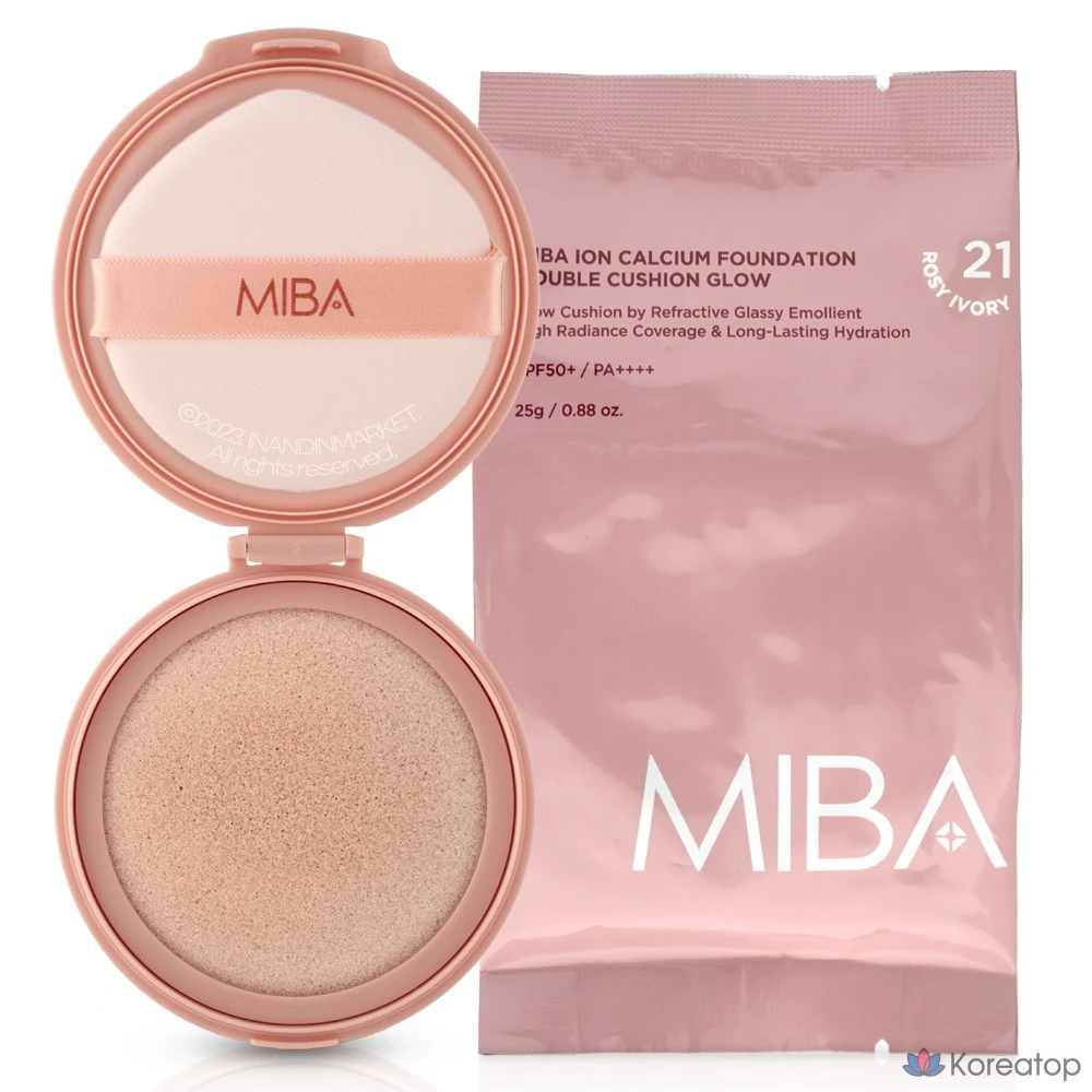 Тональный крем-кушон MIBA Wang Season 3 Ion Calcium Foundation Double Cushion Glow No. 21, сменный блок, светло-бежевый, 1 шт.