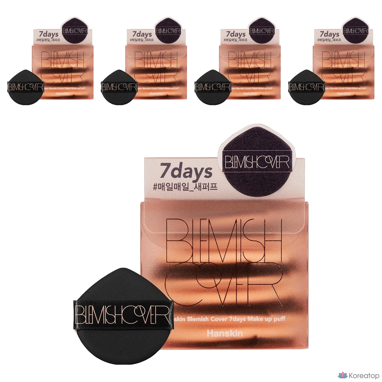 Набор тональных кремов HANSKIN Blemish Cover 7days Puff, 7 шт., разные цвета, 5 комплектов.