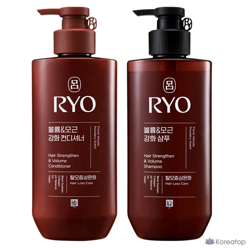 Функциональный шампунь Ryo Black Cloud для придания объема и укрепления корней волос, цветочный древесный аромат, 480 мл, кондиционер, 480 мл, 1 шт.