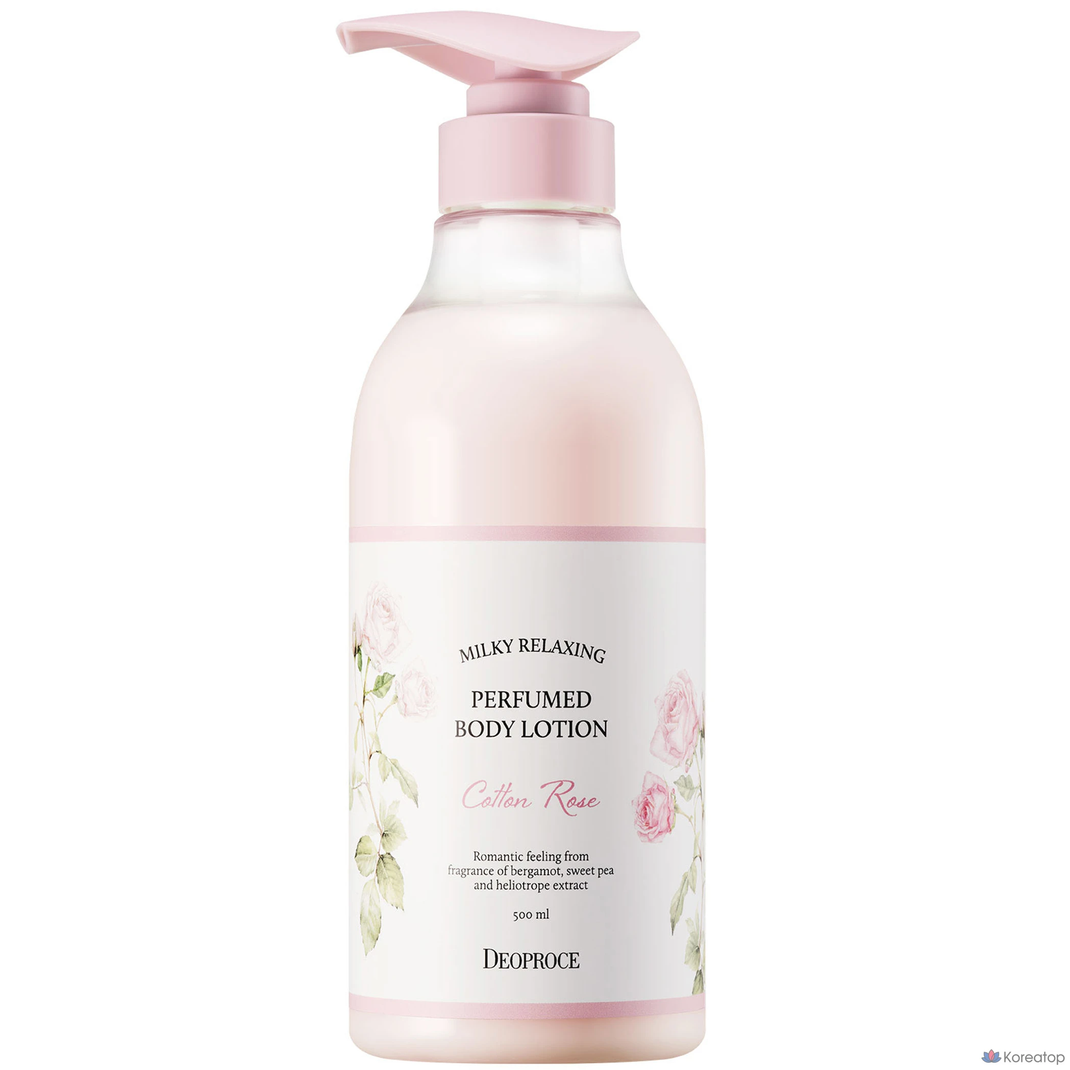 Успокаивающий парфюмированный лосьон для тела Deoproce Milky Relaxing Cotton Rose, 550 мл, 1 шт.