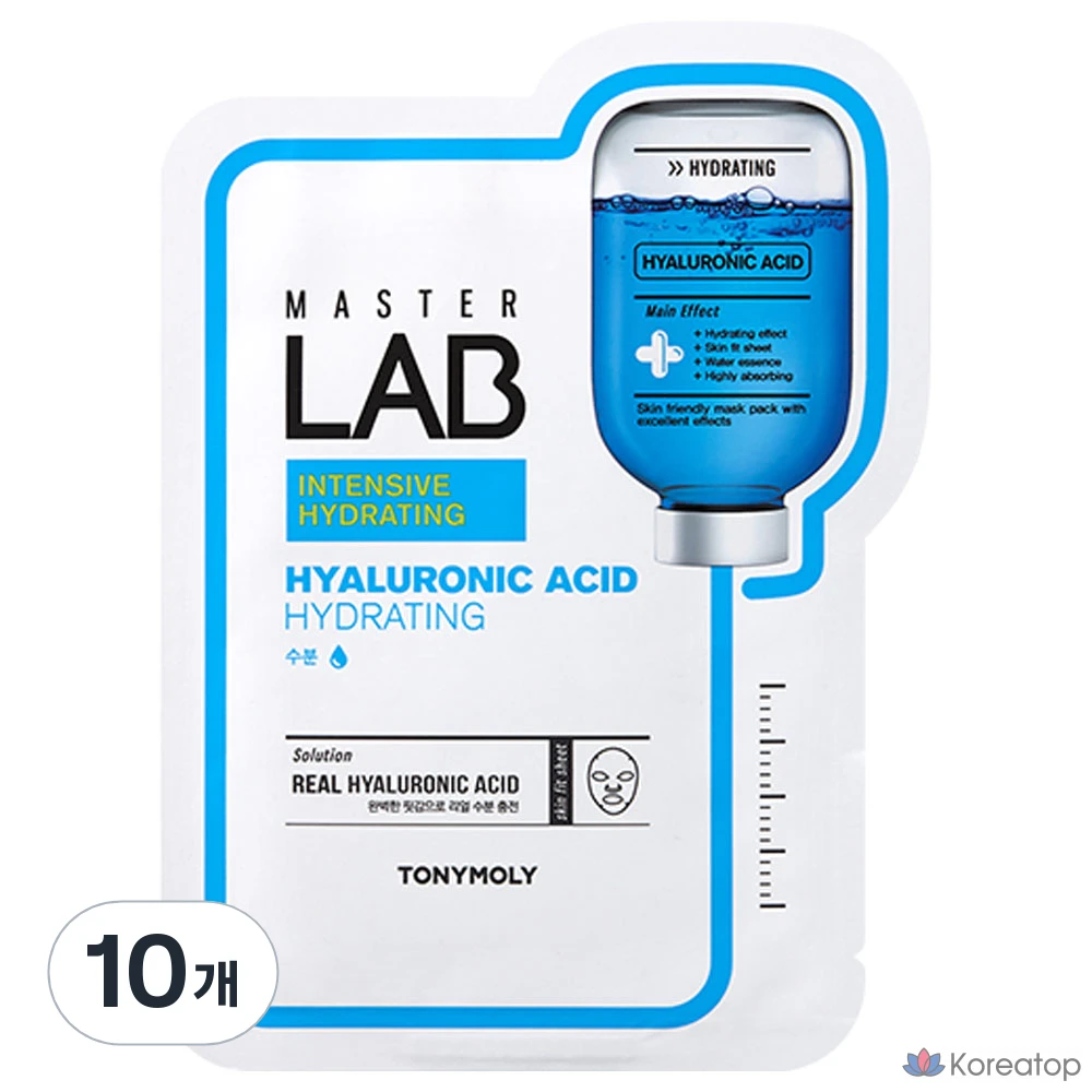 Маска для лица Tony Moly Master Lab с гиалуроновой кислотой, 1 упаковка, 10 листов.