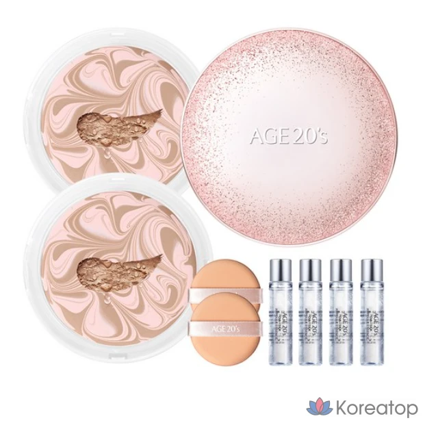 Набор Age 20's Sparkle Case + сменный блок 12,5 г x 2 + ампула 10 мл x 4, розово-бежевый, 3 комплекта.