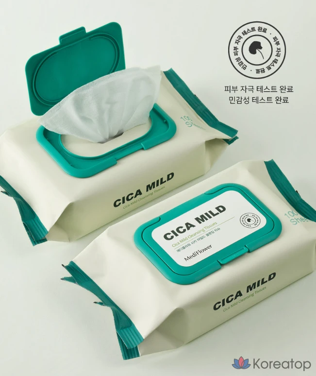 Салфетки для снятия макияжа MediFlower Cica Mild Cleansing Tissue, 100 шт.