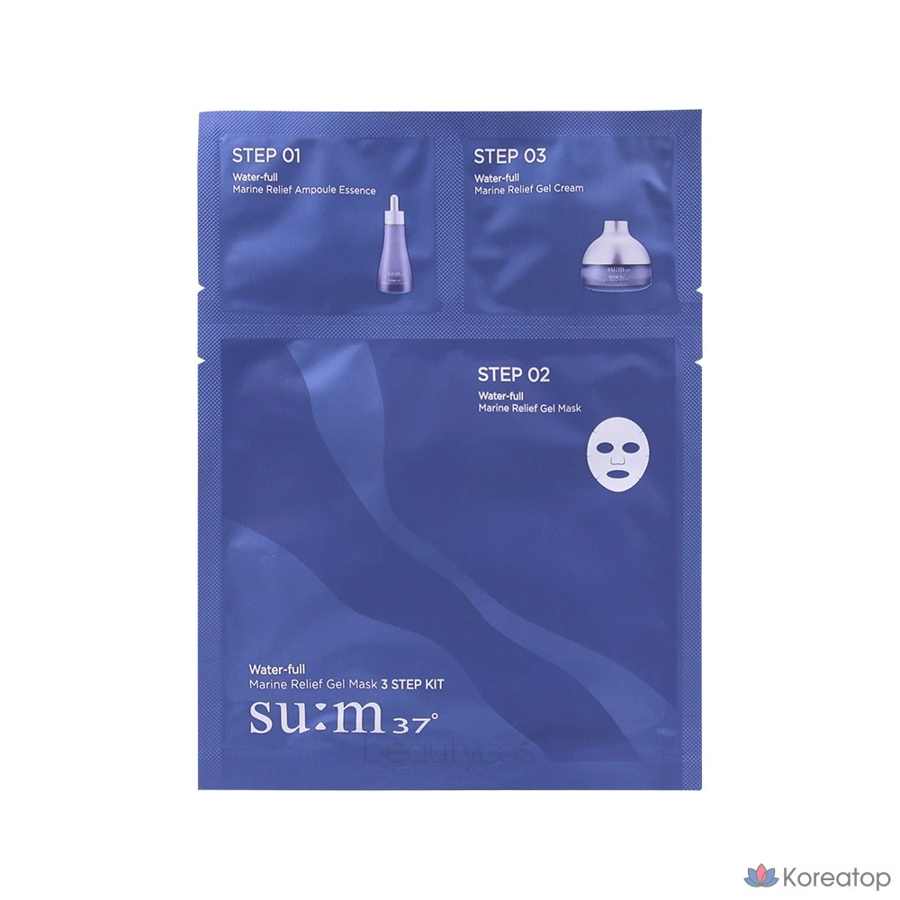 Гелевая маска для лица 37 Degrees Waterful Marine Relief, 3 шага, 1 лист, 1 упаковка, 1 шт.