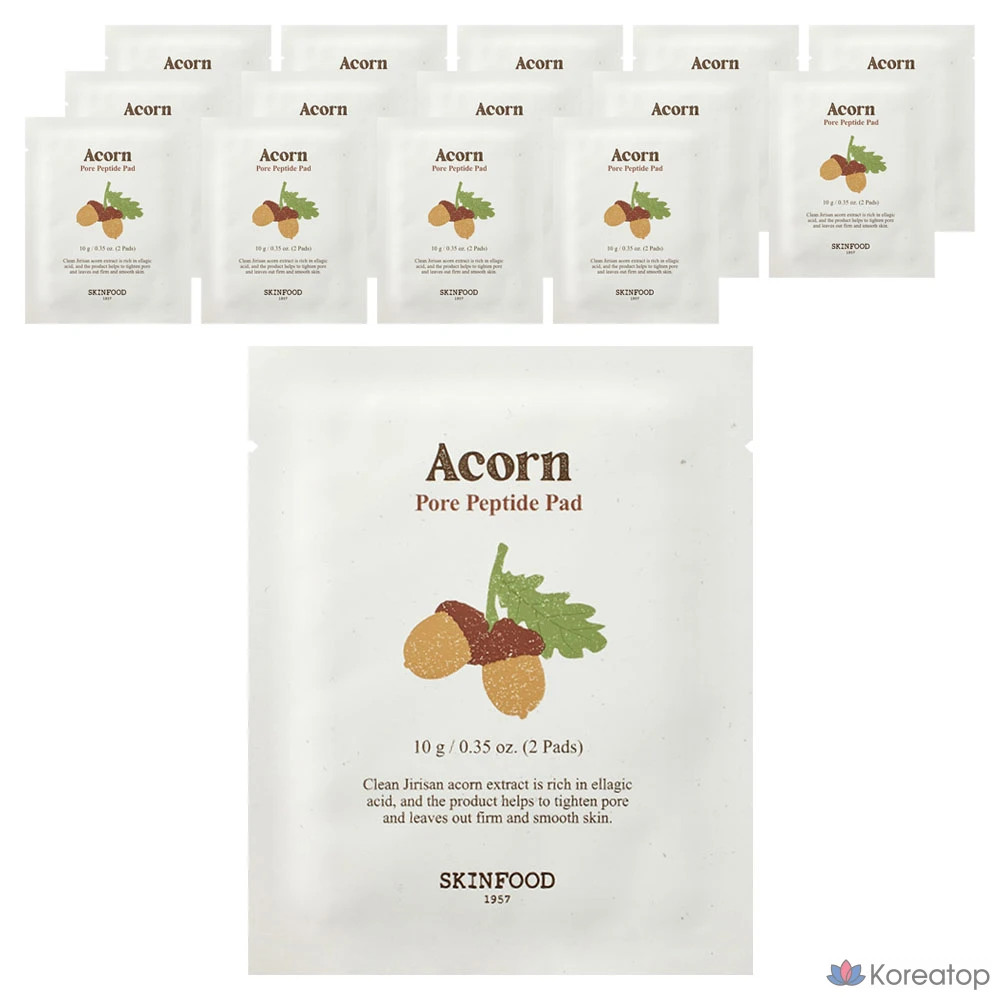 Подушечки для сужения пор Skinfood Acorn Pore Peptide, 2 шт. по 10 г, 1 упаковка, 15 штук.