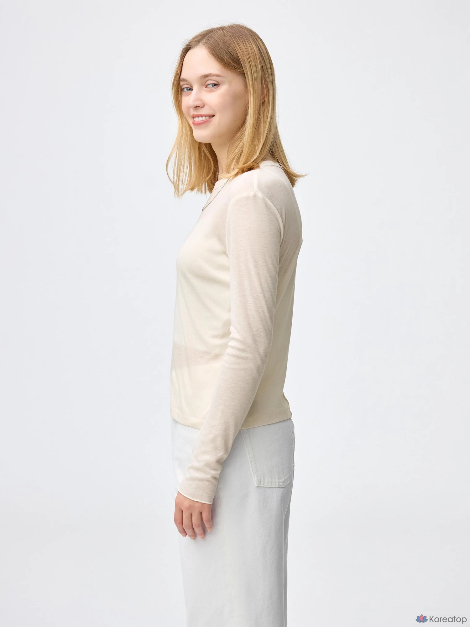 Футболка Uniqlo Soft Sheer Crew Neck T-Shirt Long Sleeve