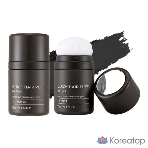 Тени для век The Face Shop Quick Hair Puff Shadow, оттенок 04 Black, 7 г, 1 шт.