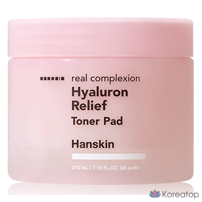 Тонизирующие подушечки HANSKIN Real Complexion Hyaluronic Relief Toner Pad, 210 мл, 60 листов, 1 упаковка