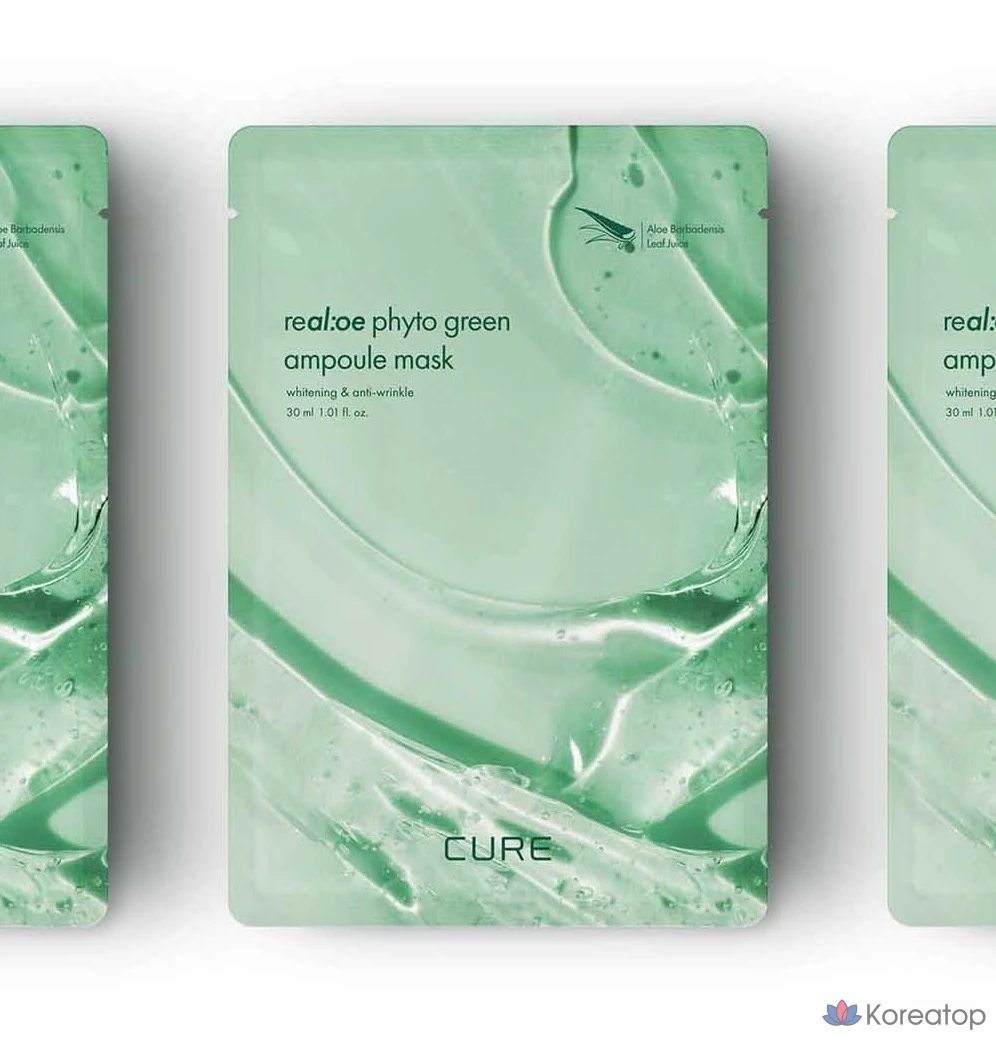 Ампульная маска с алоэ вера KIM JEONG MOON Aloe La Sense Loe Cure Realoe Phyto Green, 10 штук, 3 упаковки, фото 9