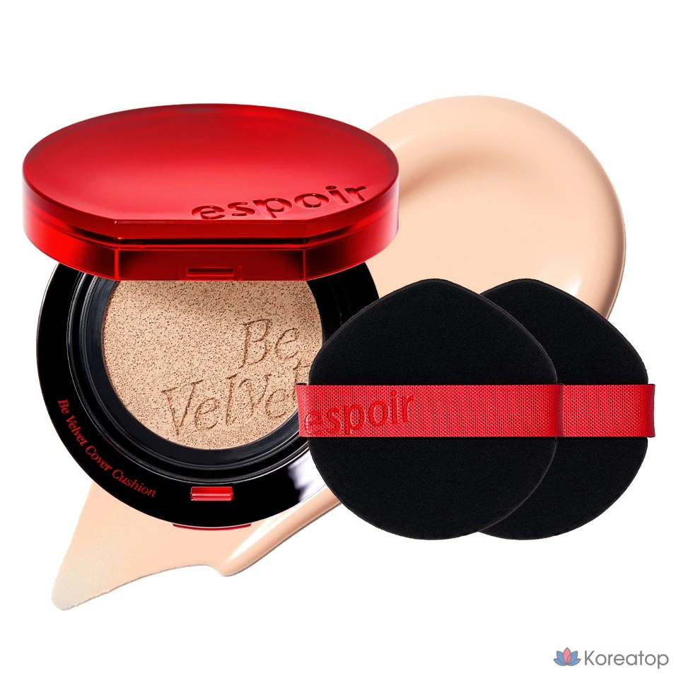 Набор из двух бархатных наволочек Espoir Bevelvet Cover Cushion 13 г + Puff 2p, № 20 Vanilla, 1 шт.