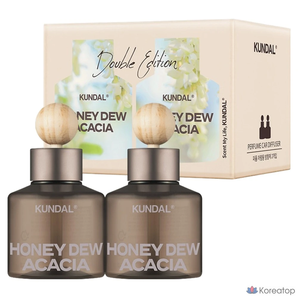 Автомобильный освежитель воздуха Kundal, 75 мл, 2 шт., аромат «Дыня и акация», 1 комплект.