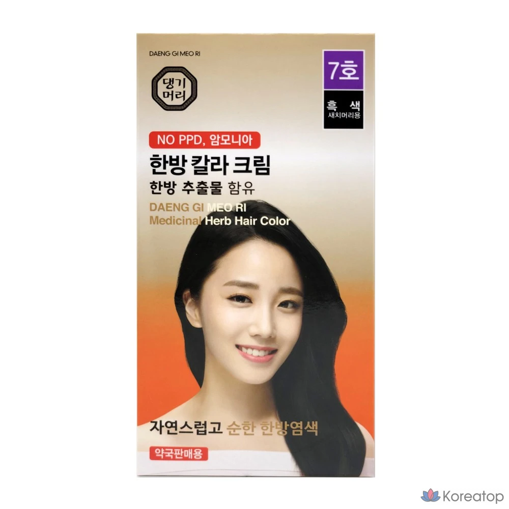 Краска для волос Danggi Meori Oriental Medicine Color Cream, черный № 7, 1 флакон, фото 2