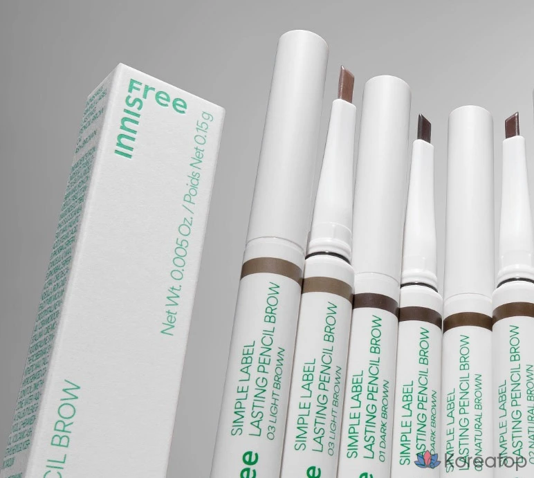 Карандаш для бровей Innisfree Simple Label Lasting Pencil Brow, 0,15 г, 4 оттенка пепельно-коричневого цвета, 1 шт., фото 5