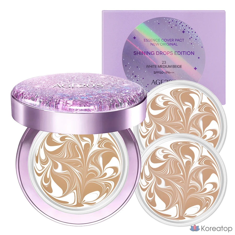 Essence Cover Pact Purple 12.5g, основной продукт и 2 сменных блока, № 23, белый, средний и бежевый, по 1 шт.