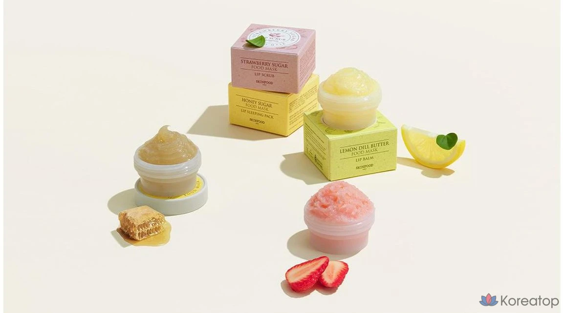 Скраб для губ Skinfood Strawberry Sugar Food Mask, 21 г, 1 шт., с ароматом клубники.