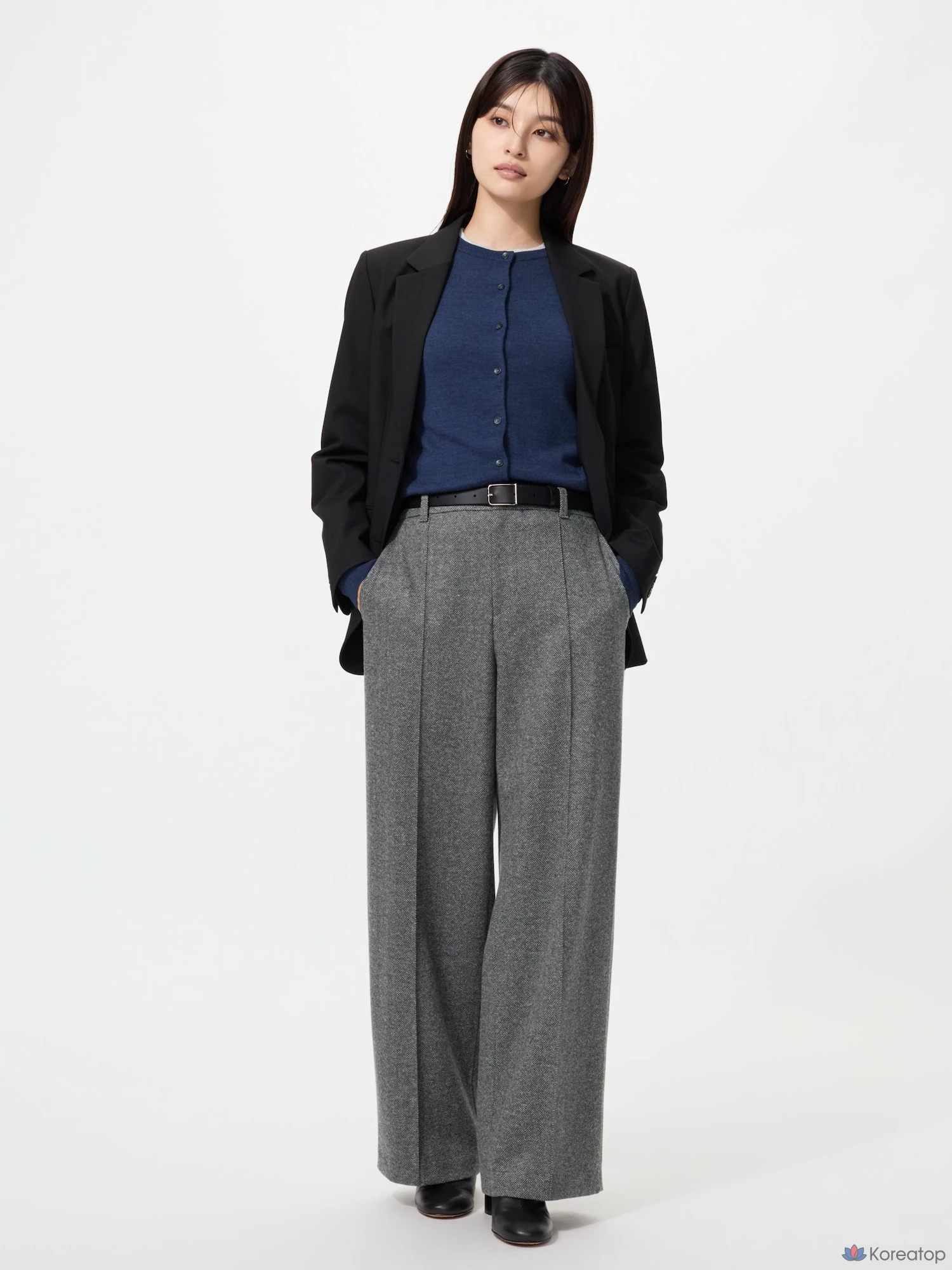 Брюки Uniqlo Brushed Jersey Wide Pants, Herringbone