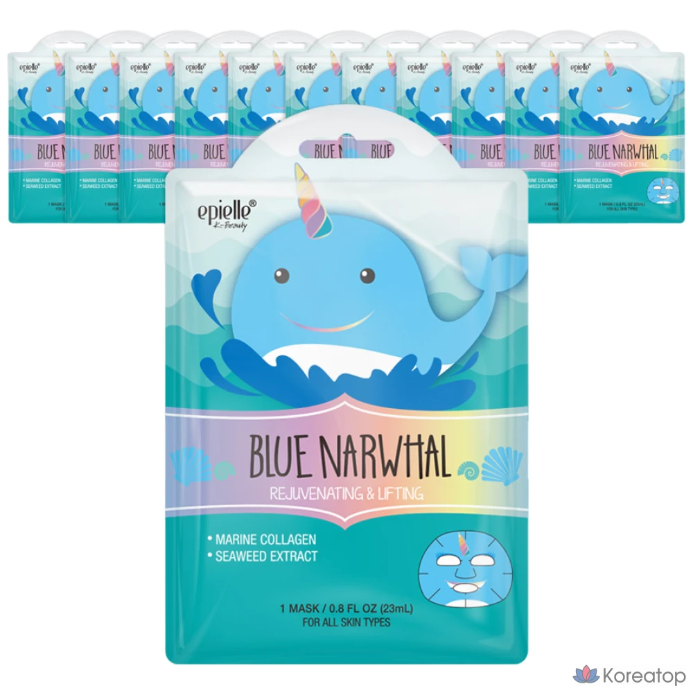 Набор масок Epielle с изображением синего дельфина, 1 упаковка, 12 штук.