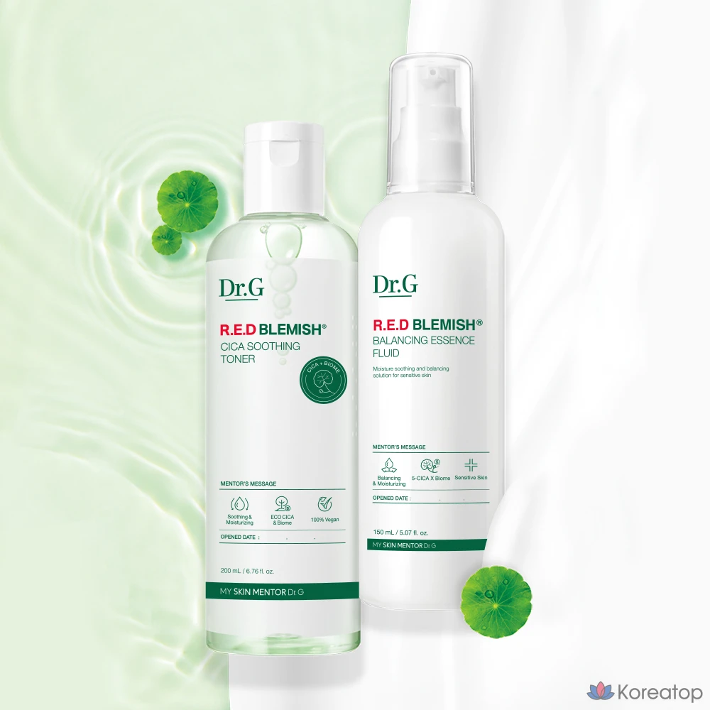 Набор для ухода Dr. G Red Blemish Cica Toner + Lotion 2-piece Set, 200 мл + 150 мл, 2 шт., фото 4