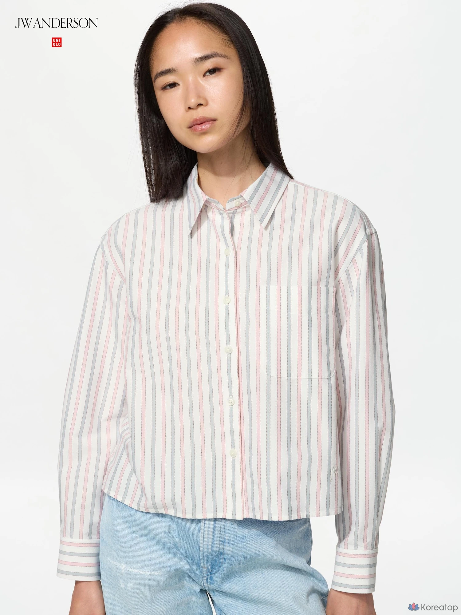 Рубашка Uniqlo Oxford Boxy Shirt Stripe A