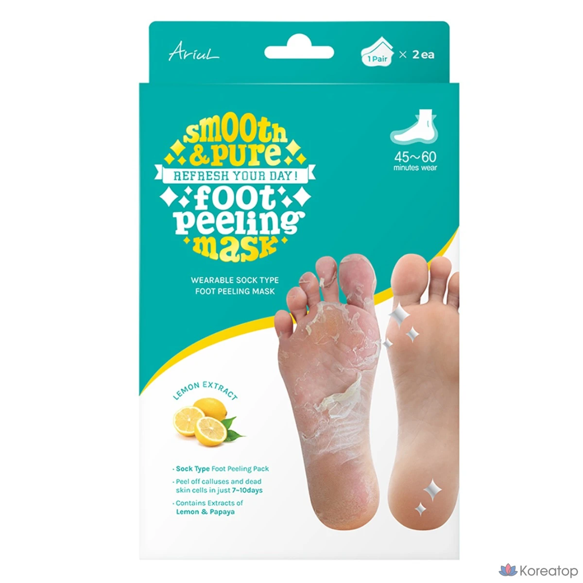 Отшелушивающая маска для ног Ariel Smooth &amp; Pure, 2 упаковки, по 1 шт., 68 г